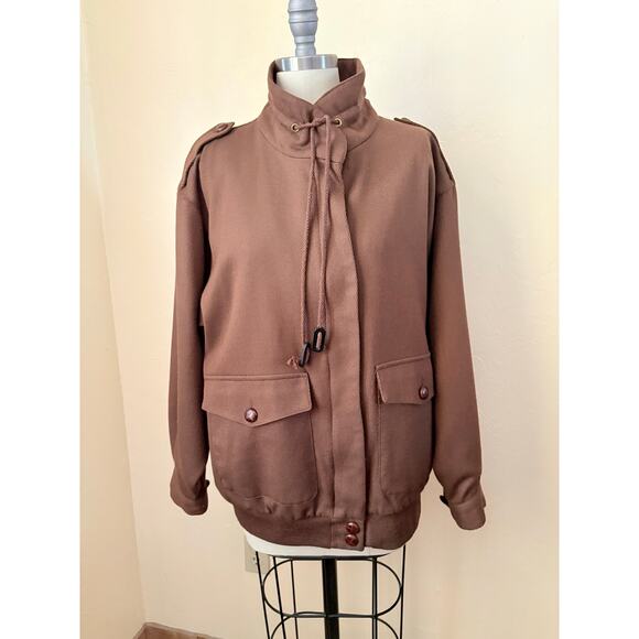 90's VTG JH Collectibles Wool Women's Jacket Size 8  Scarf Lined Bomber Brown - Picture 5 of 10